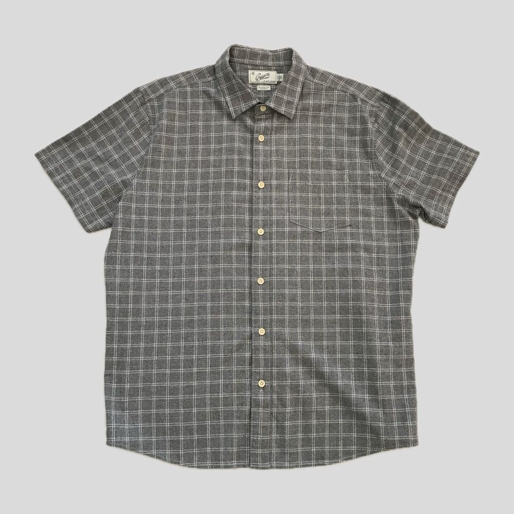 Grayers Cotton Linen Short Sleeve Gray Check Casual Summer Shirt Mens XL